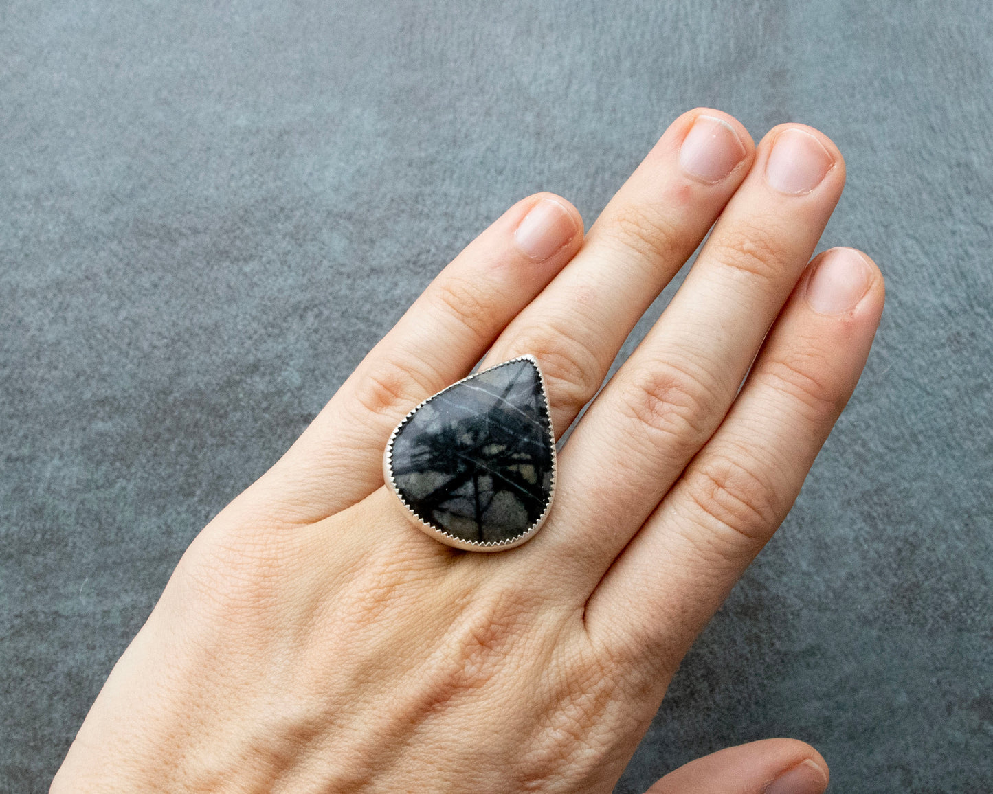 Picasso Marble Statement Ring Size 8.5