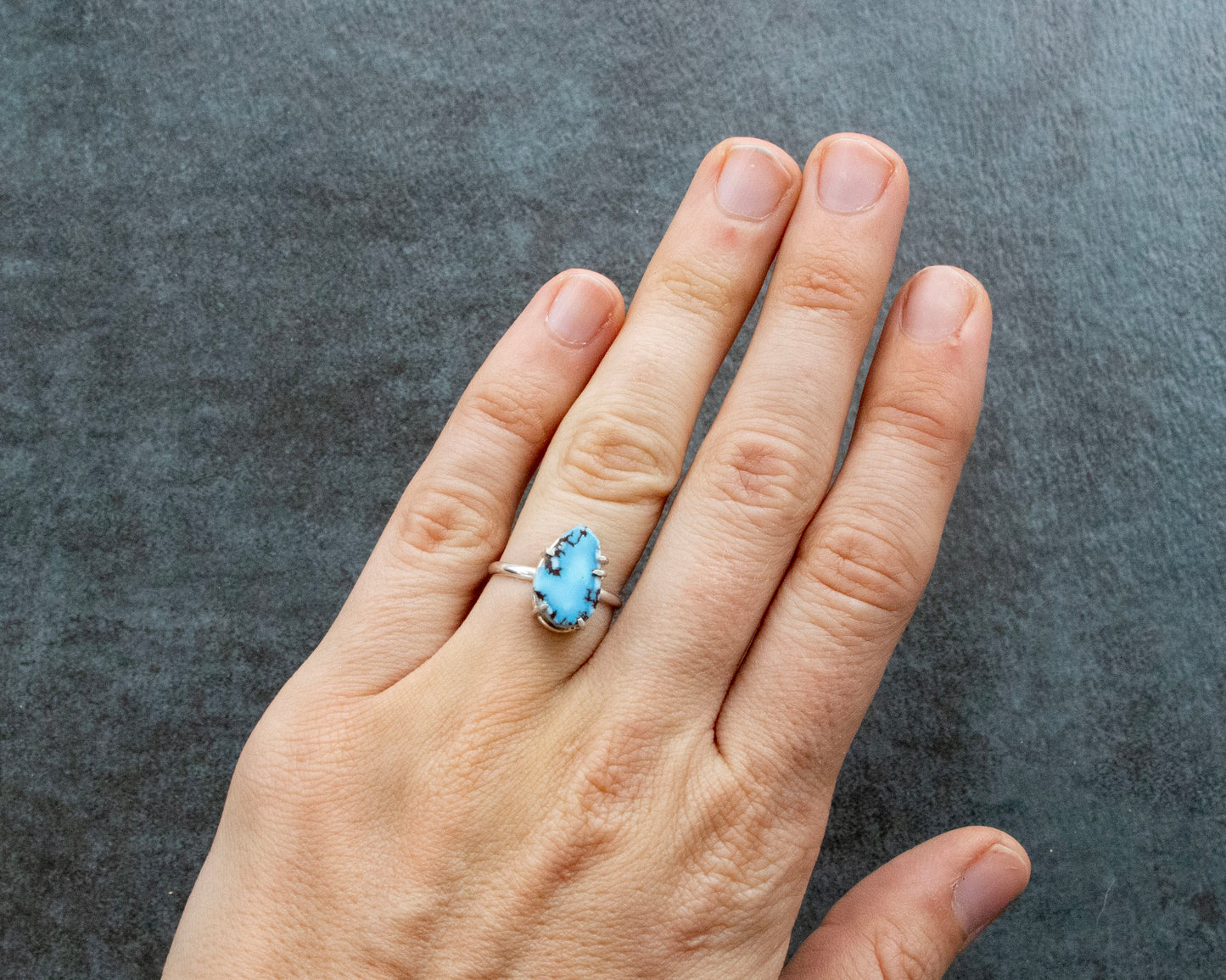 Lavender Turquoise Split Prong Ring Size 6