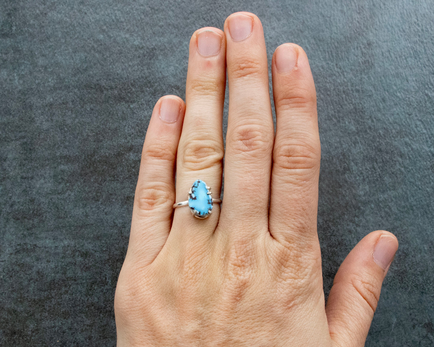 Lavender Turquoise Split Prong Ring Size 6