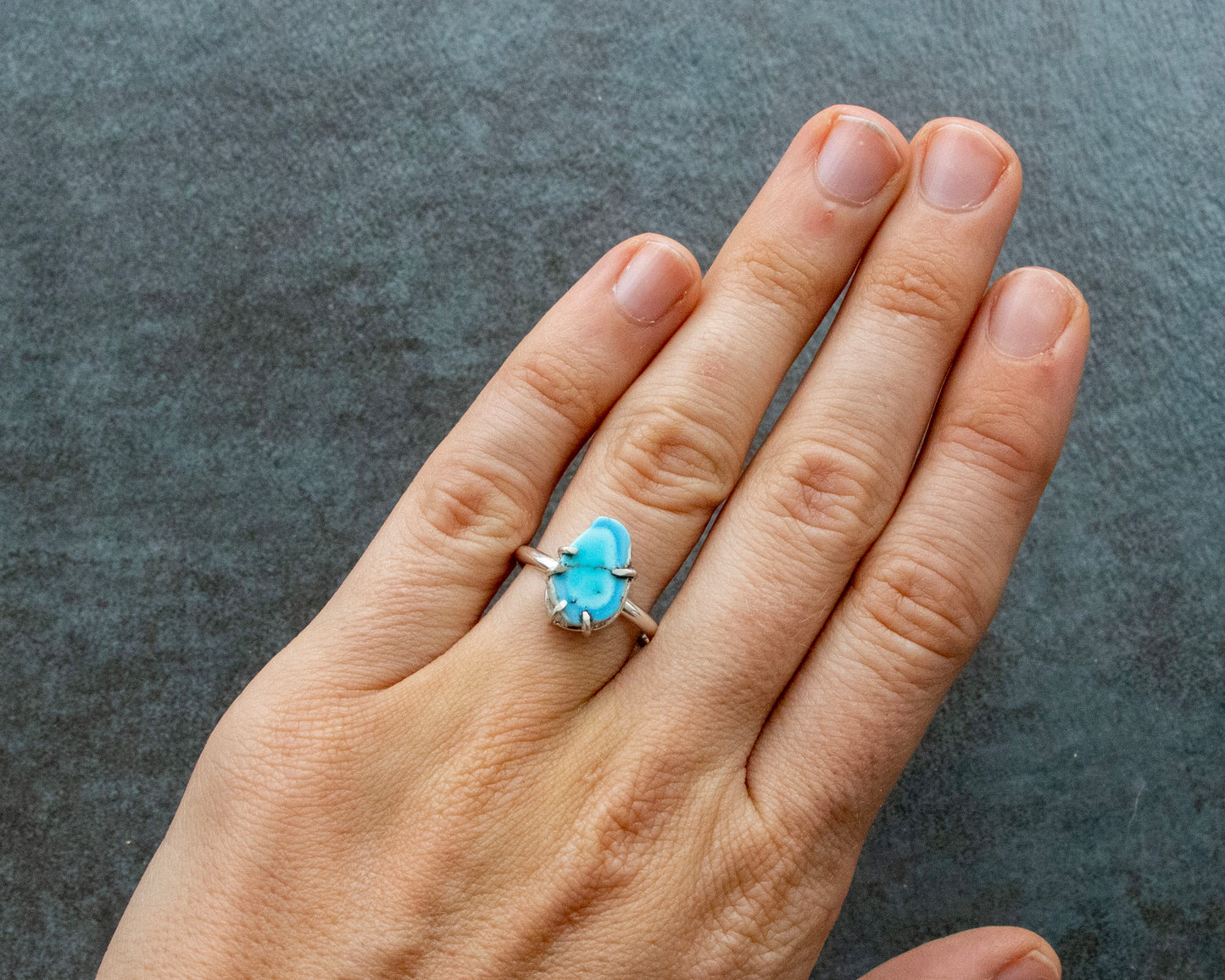 Lavender Turquoise Split Prong Ring Size 8