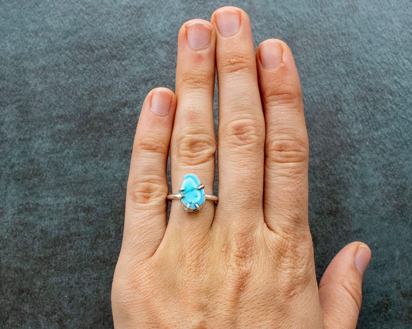 Lavender Turquoise Split Prong Ring Size 8