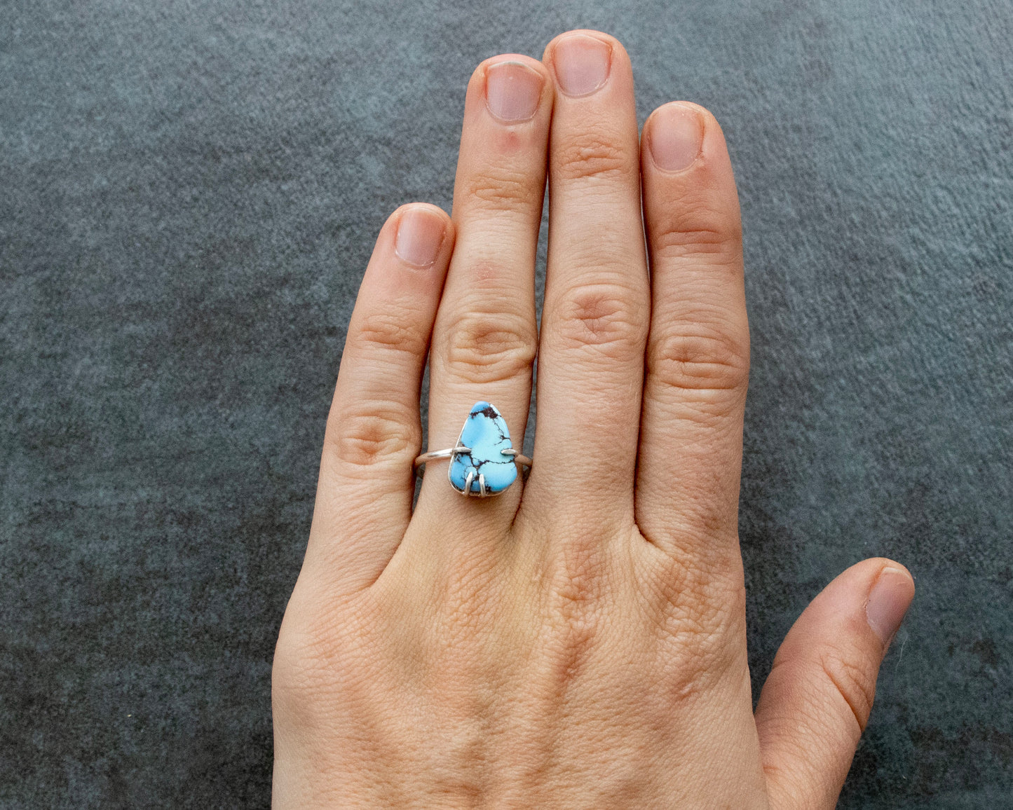 Lavender Turquoise Split Prong Ring Size 8.5