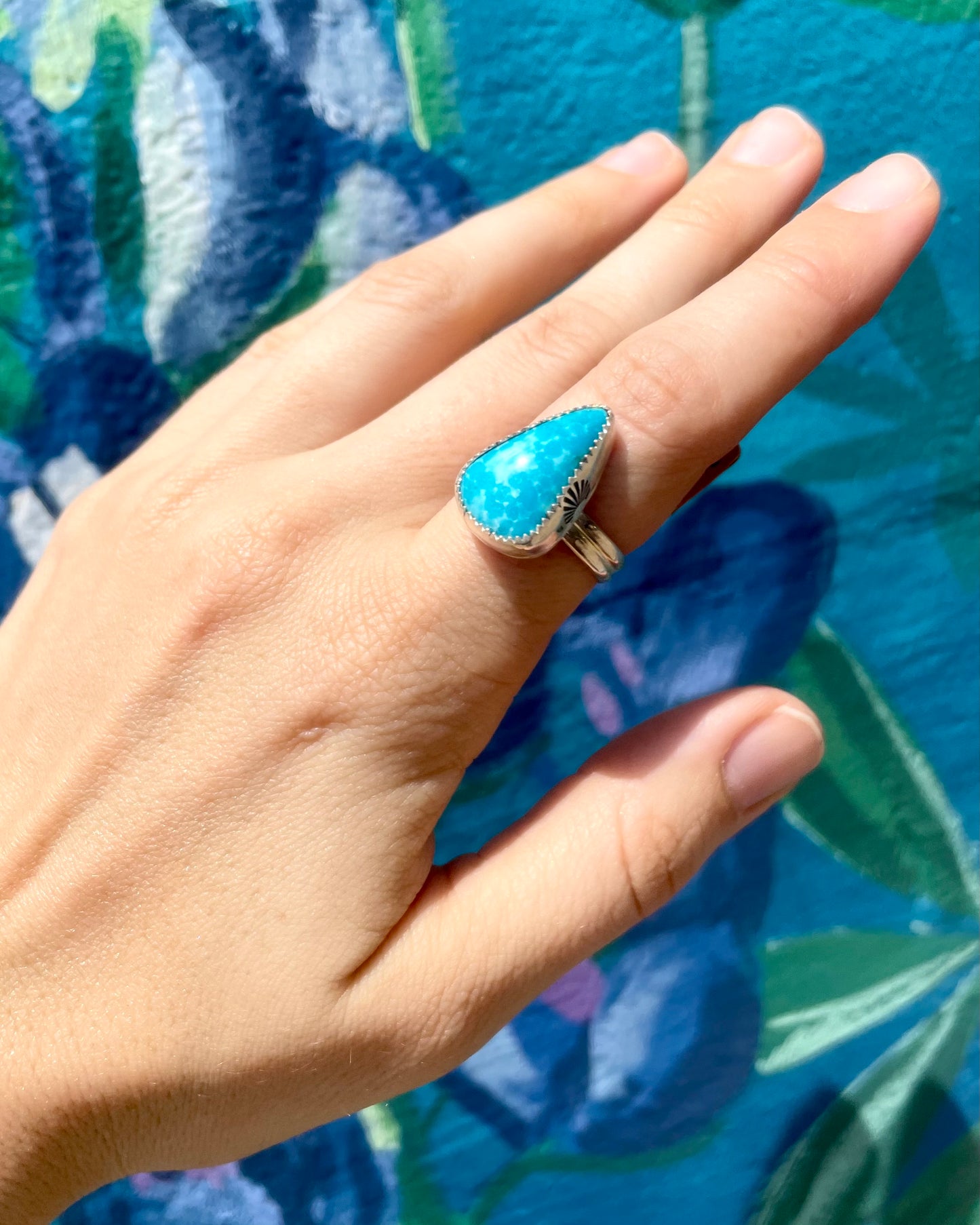 Kingman Turquoise Chunky Ring Size 7.5