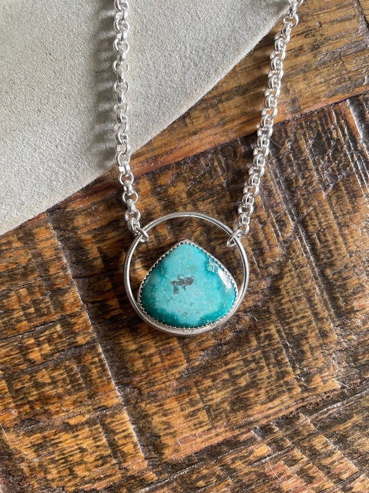 White Water Turquoise Full Moon Necklace
