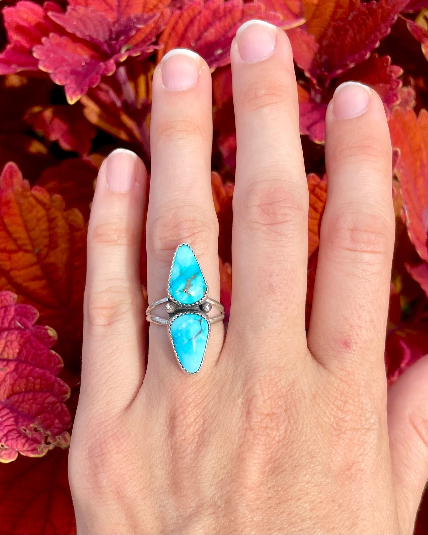 Sonoran Rose Turquoise Two Stone Ring Size 6
