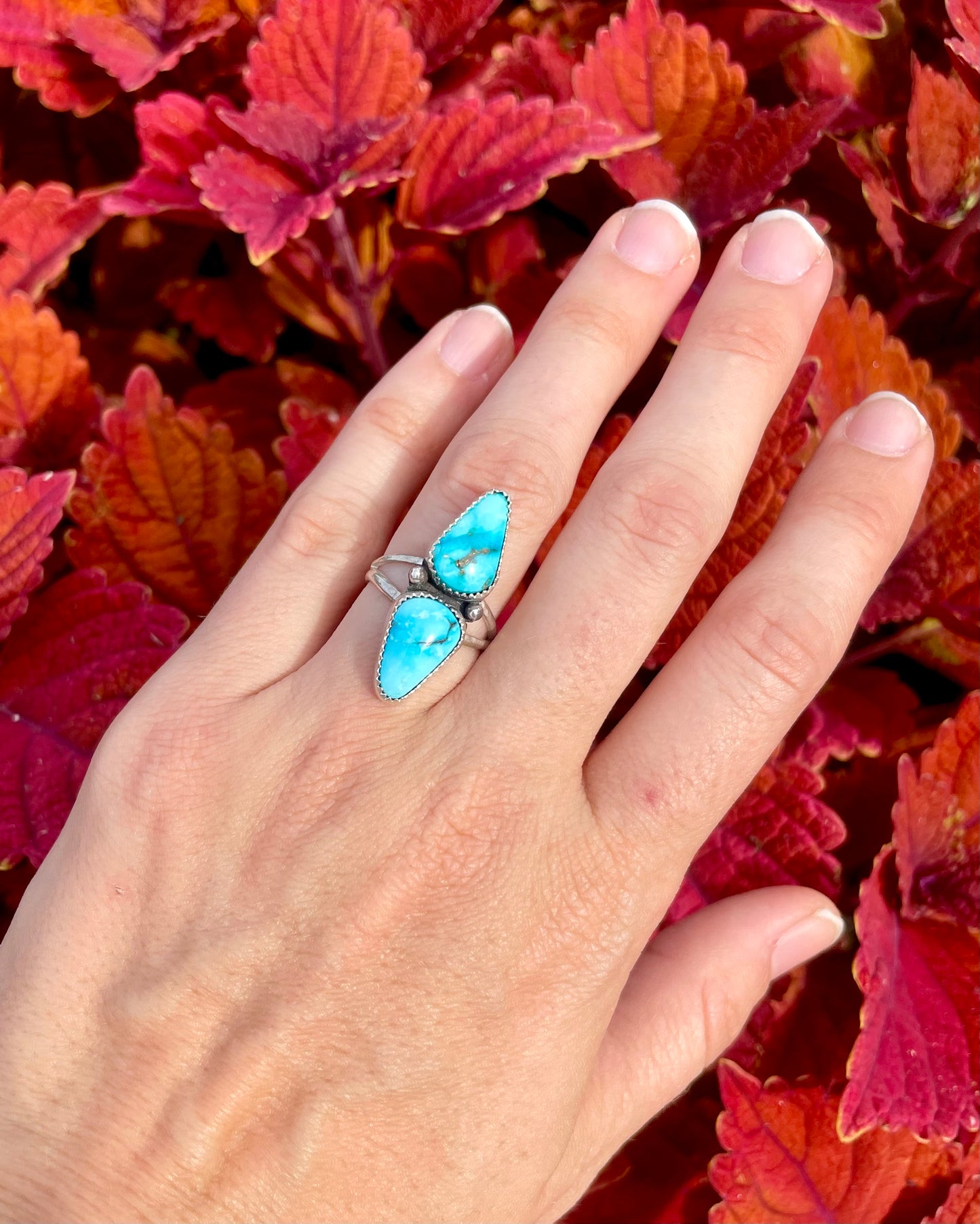 Sonoran Rose Turquoise Two Stone Ring Size 6