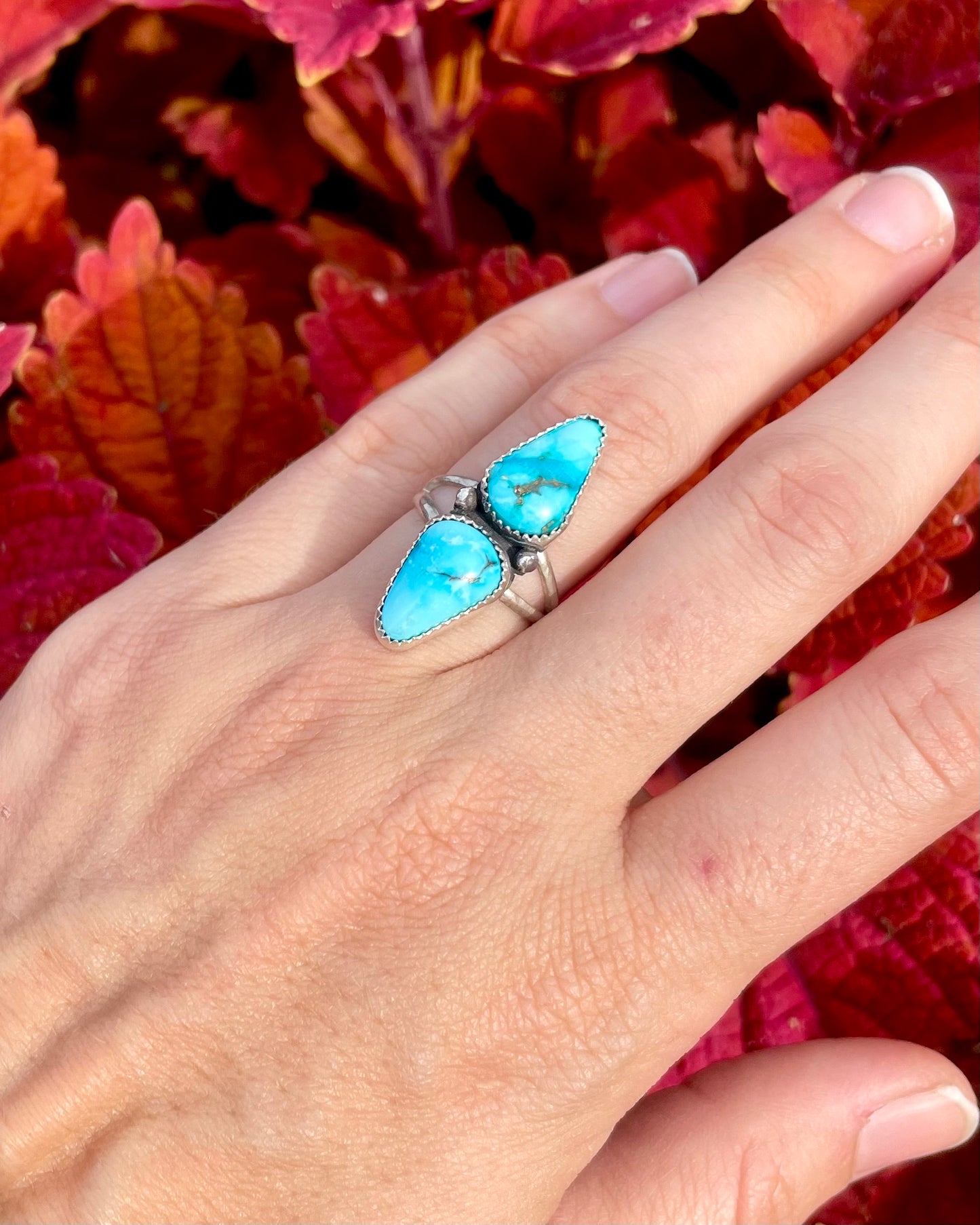 Sonoran Rose Turquoise Two Stone Ring Size 6