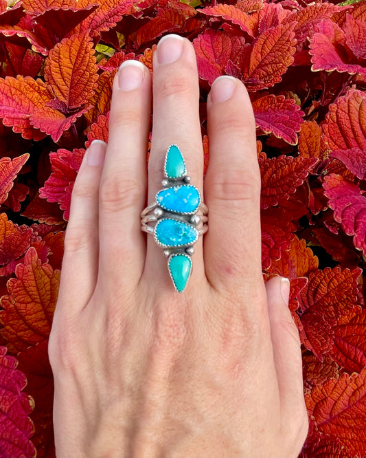 Sonoran Rose and Carico Lake Turquoise Traveler Ring