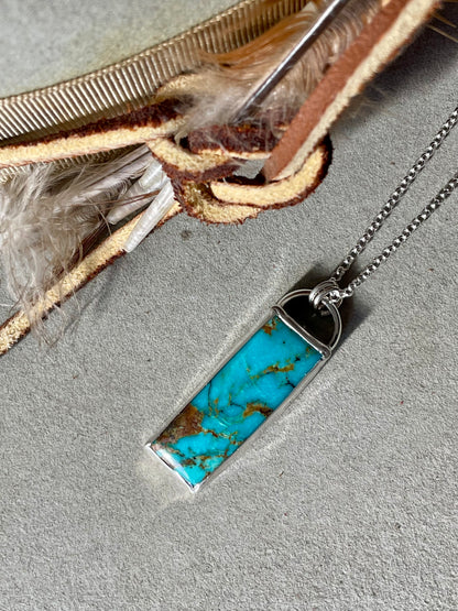 Kingman Turquoise Vertical Bar Necklace