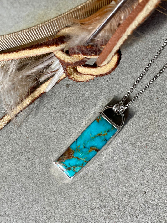 Kingman Turquoise Vertical Bar Necklace