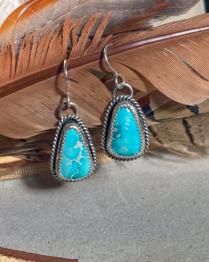 White Water Turquoise Roper Dangle Earrings