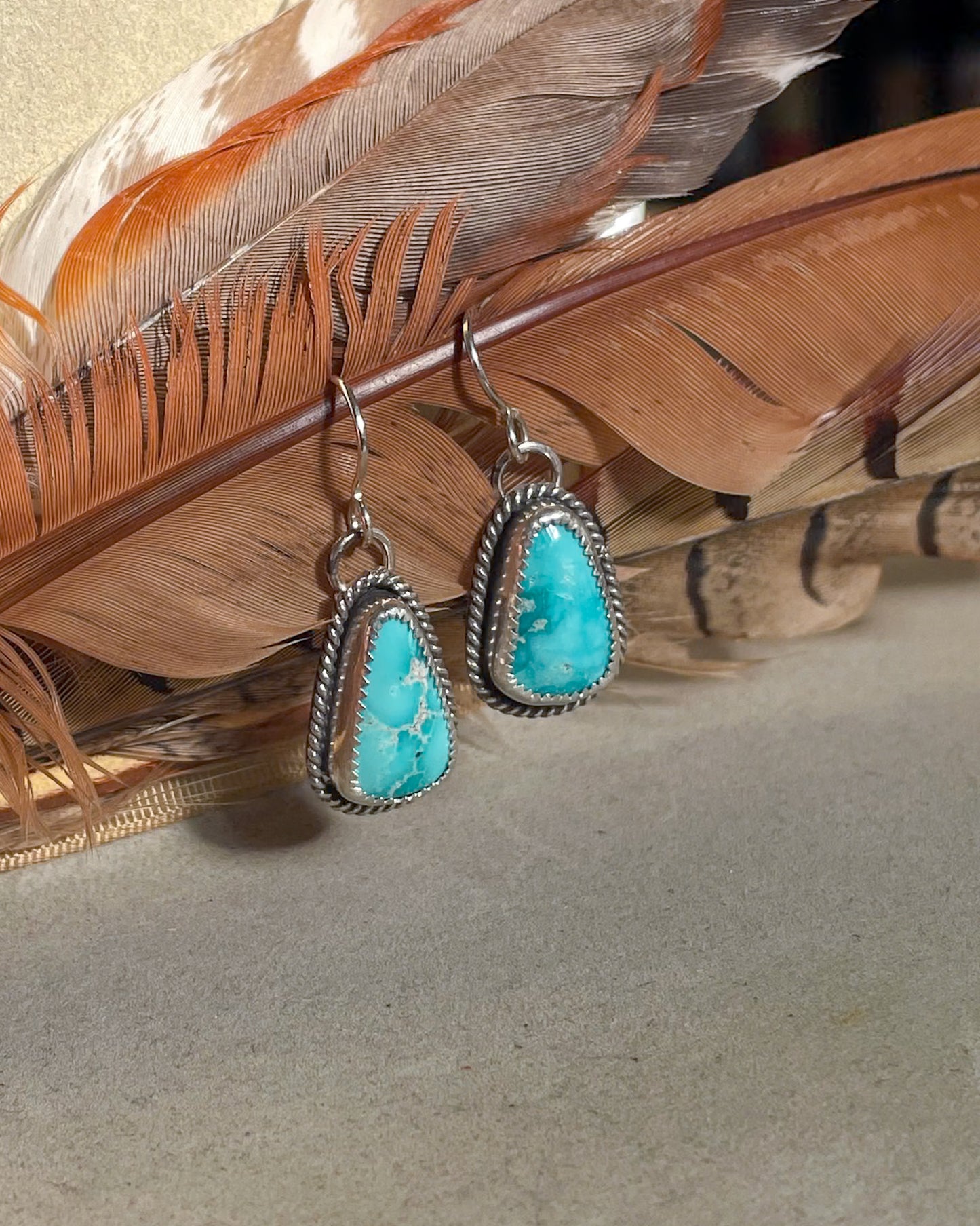 White Water Turquoise Roper Dangle Earrings
