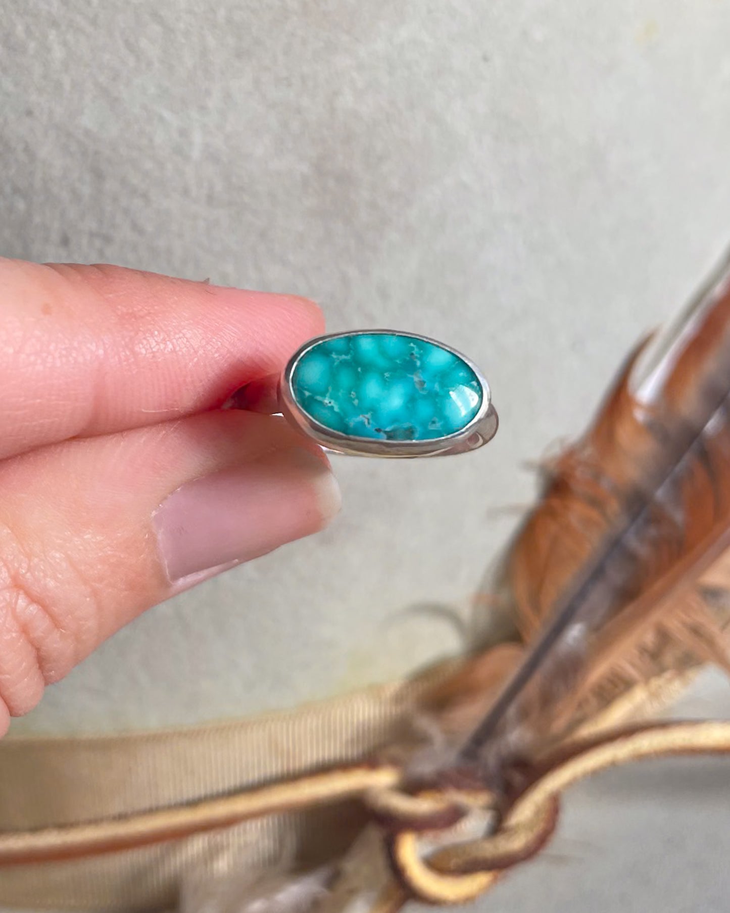 White Water Turquoise East West Rings