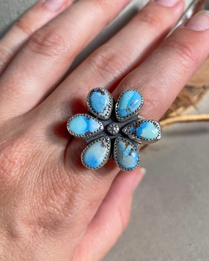 Golden Hills Turquoise Flower Cluster Ring (Size 8.5)
