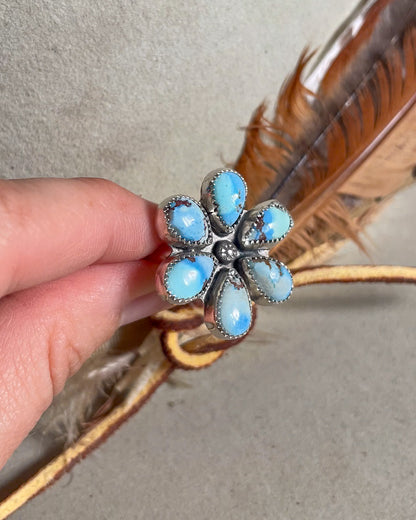 Golden Hills Turquoise Flower Cluster Ring (Size 8.5)