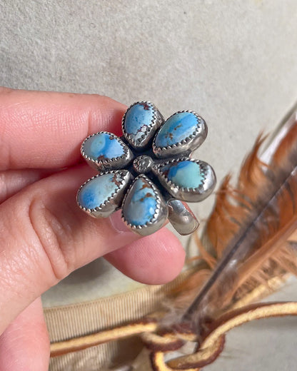 Golden Hills Turquoise Flower Cluster Ring (Size 8.5)