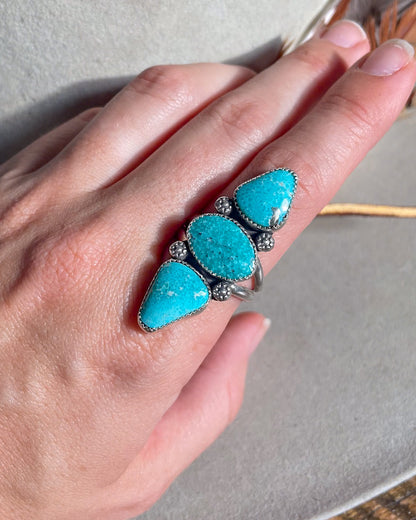 White Water Turquoise Wanderer Ring (Size 9)