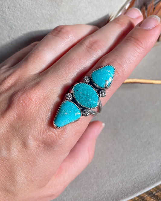White Water Turquoise Wanderer Ring (Size 9)