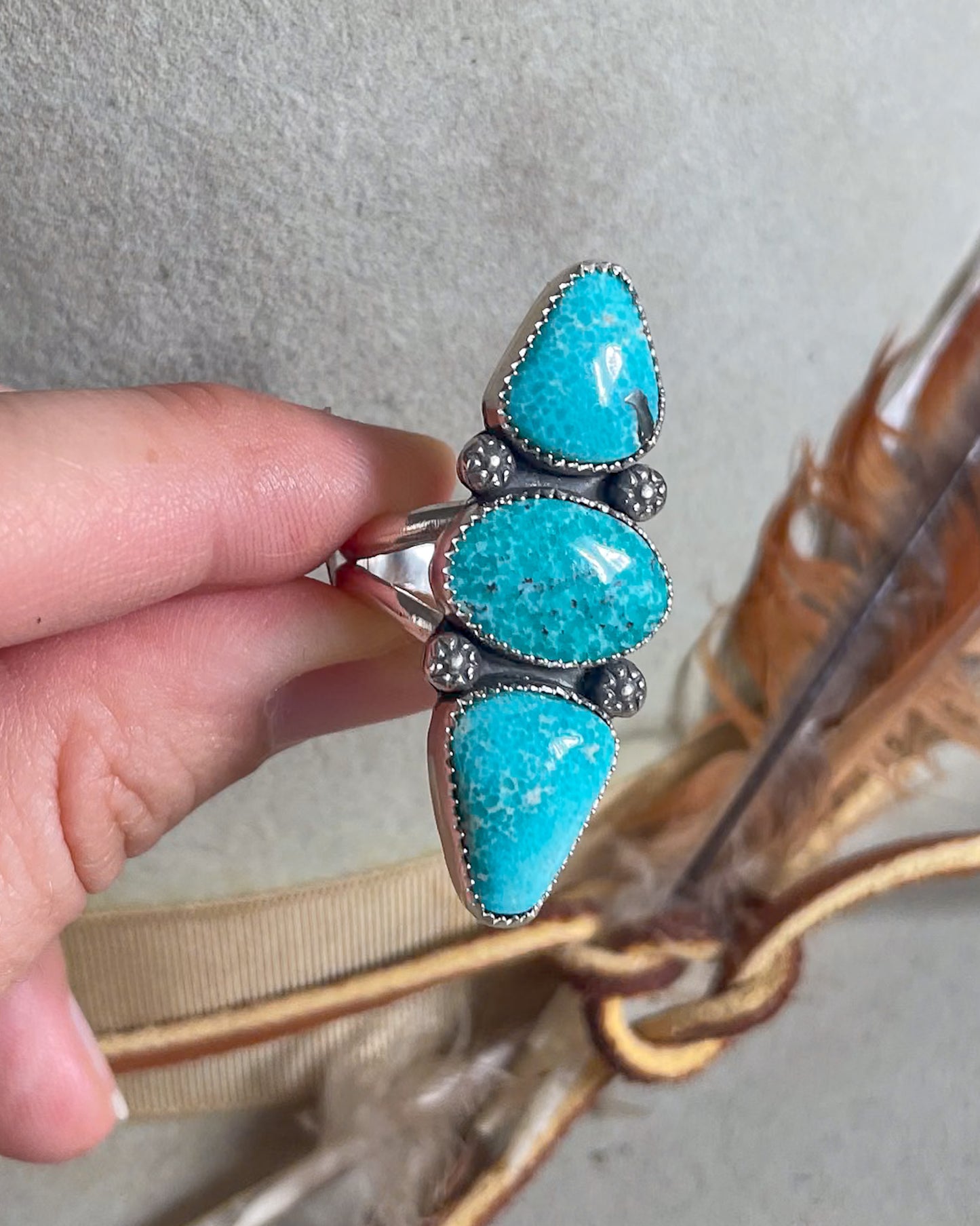 White Water Turquoise Wanderer Ring (Size 9)