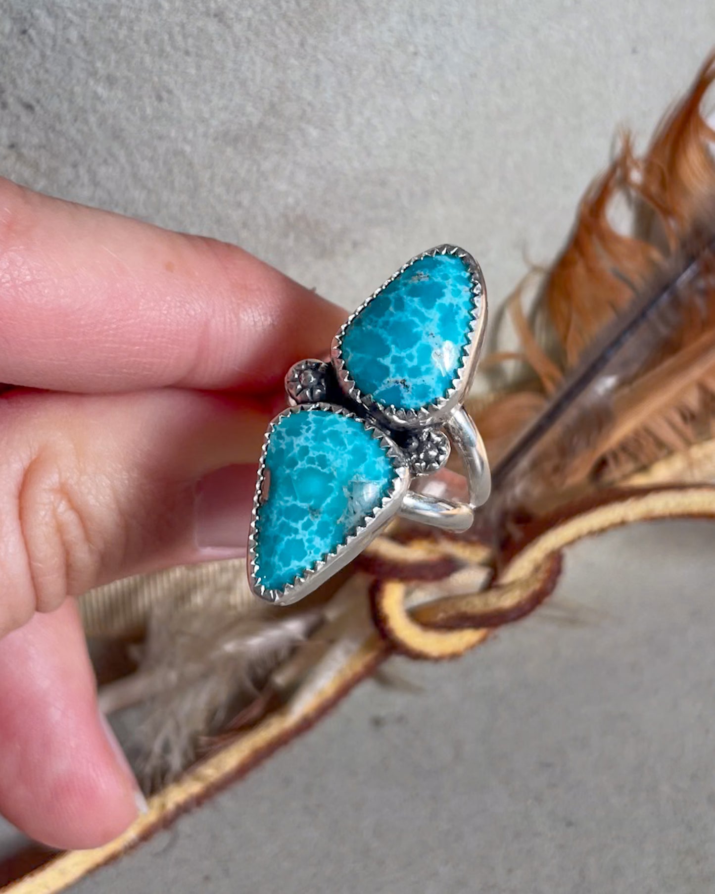 White Water Turquoise Mini Drifter Ring (Size: 7.5)