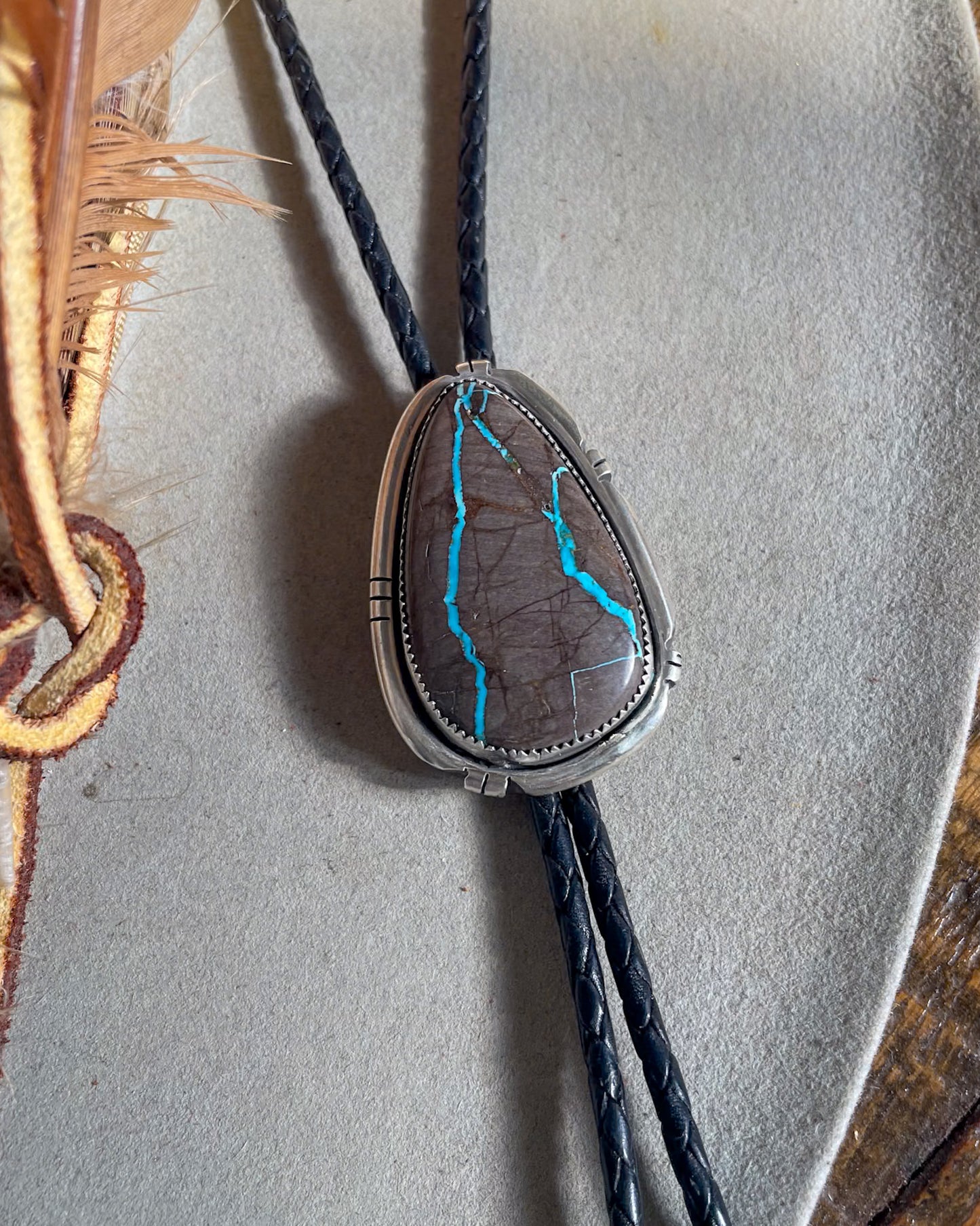 Natural Thunderbird Turquoise Bolo