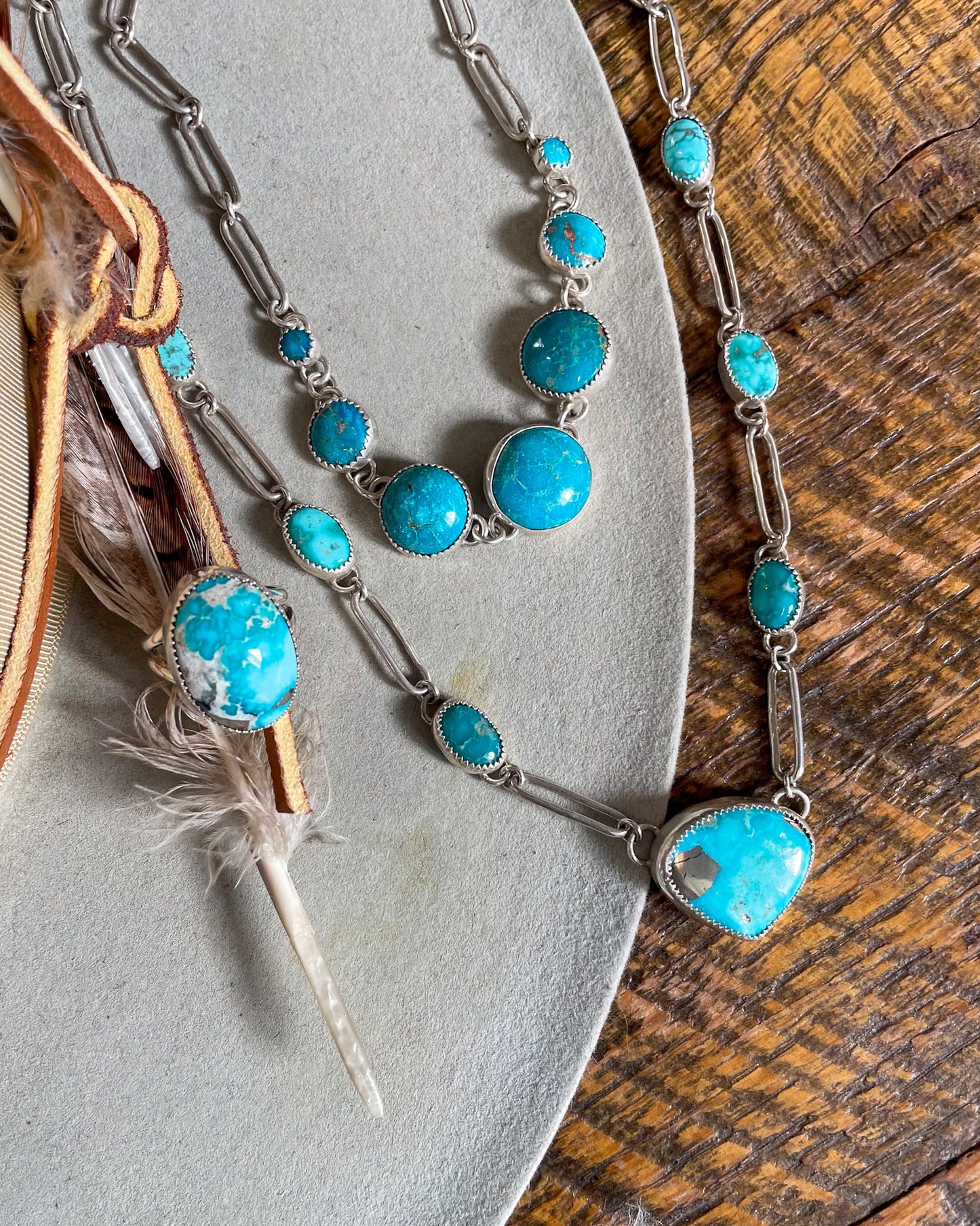 White Water Turquoise Ring (Size 7.5)