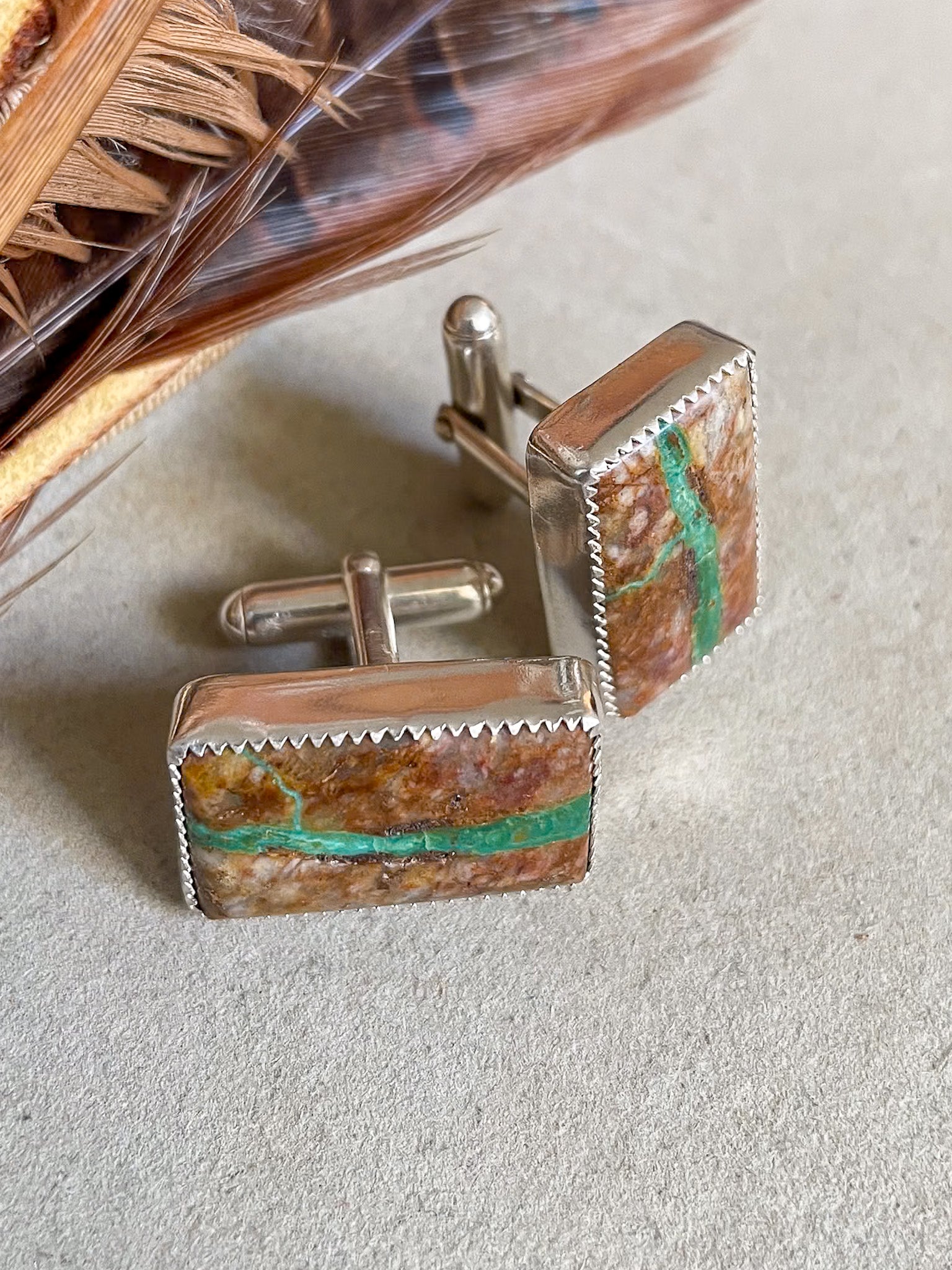 rectangular royston ribbon cufflinks with bullet lever backs