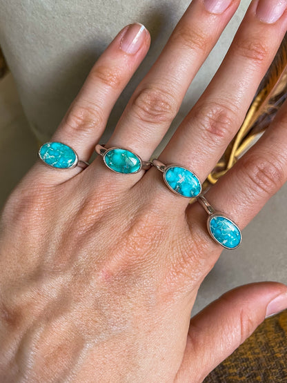 White Water Turquoise East West Rings