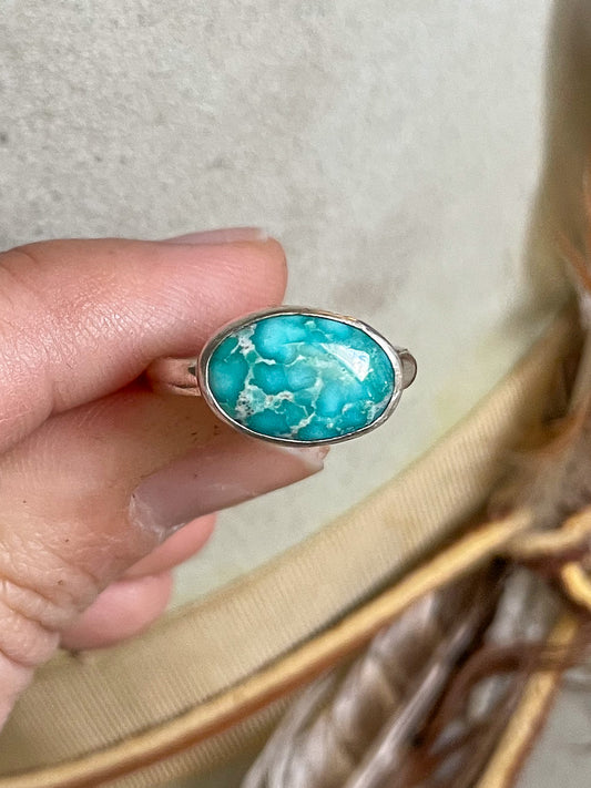 White Water Turquoise East West Rings
