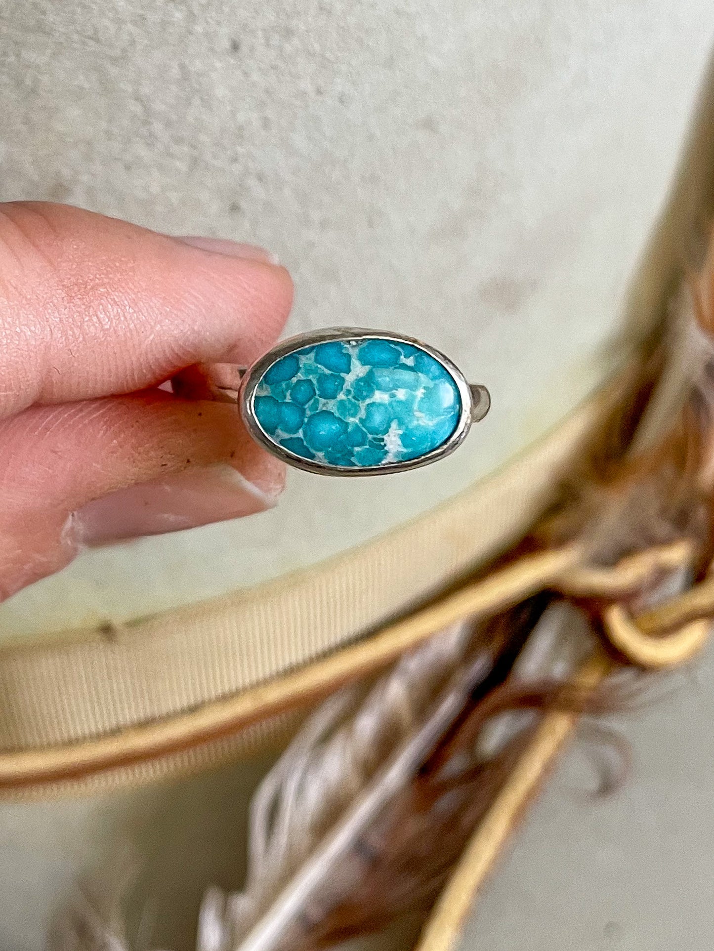 White Water Turquoise East West Rings
