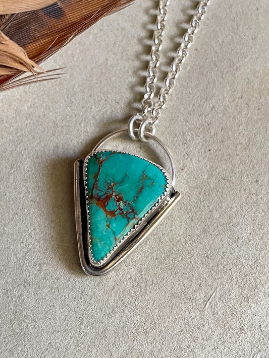 turquoise mountain pendant on rolo chain