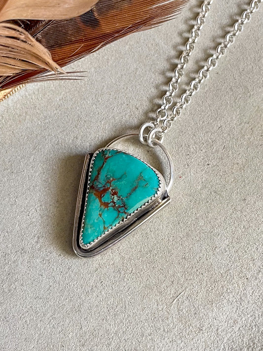 turquoise mountain pendant on rolo chain
