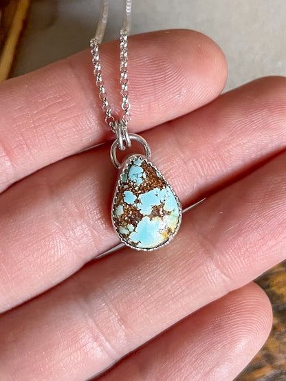 Golden Hills Turquoise necklace with teardrop-shaped turquoise pendants on dainty rolo chain