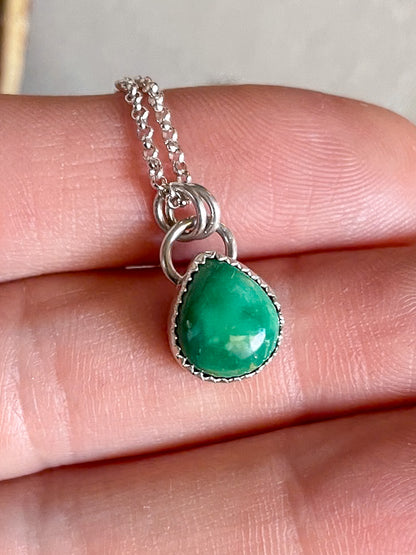 Emerald Valley Turquoise necklace with teardrop-shaped turquoise pendants on dainty rolo chain
