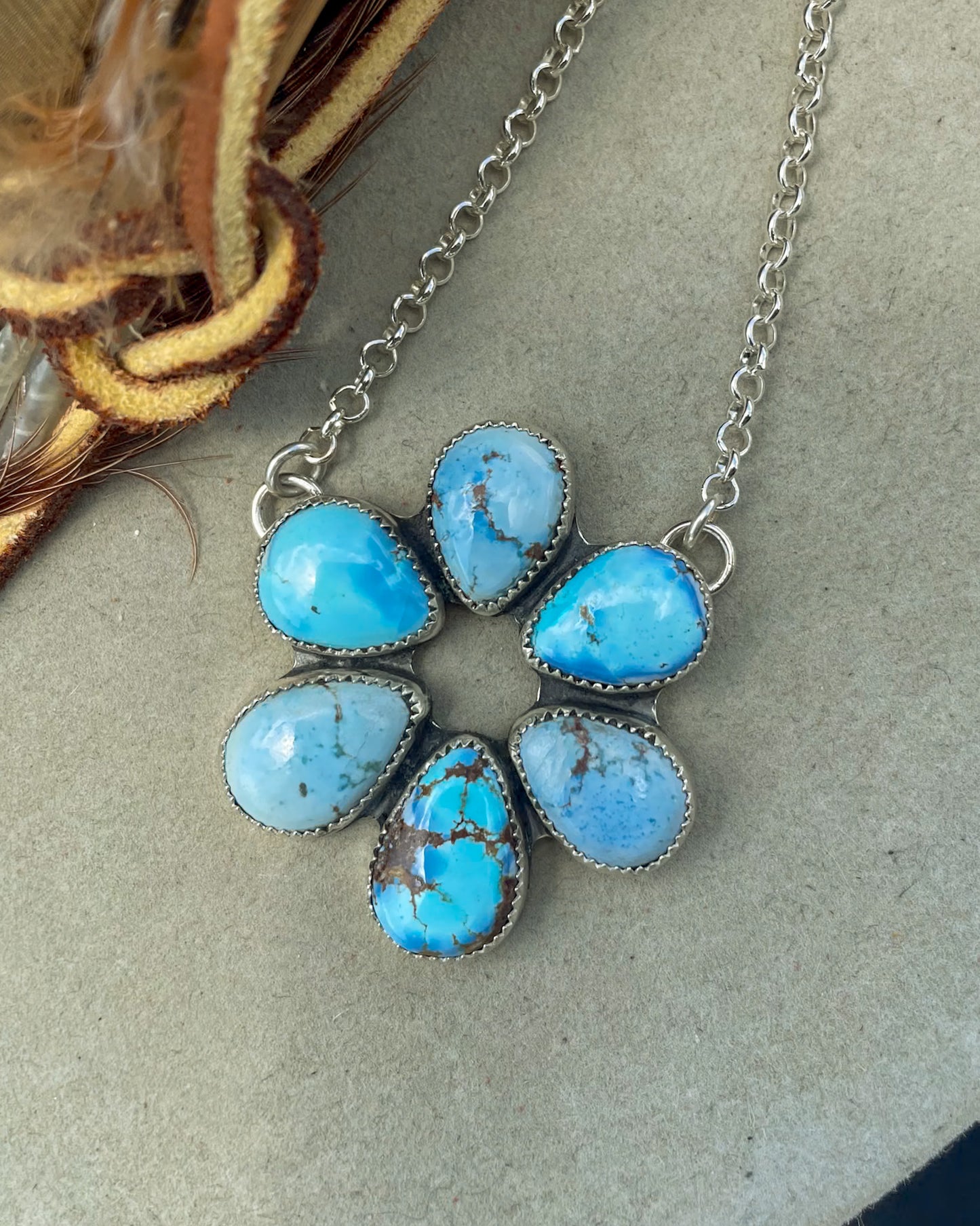 Natural Golden Hills Turquoise Circle Necklace