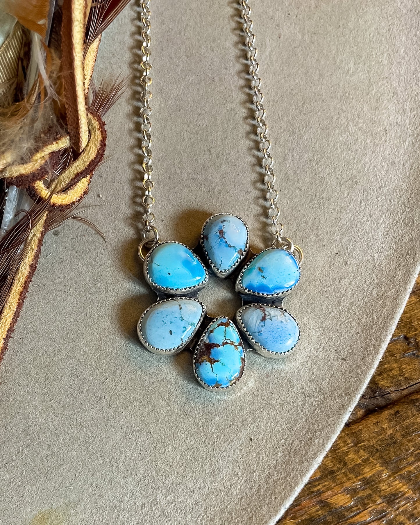 Natural Golden Hills Turquoise Circle Necklace