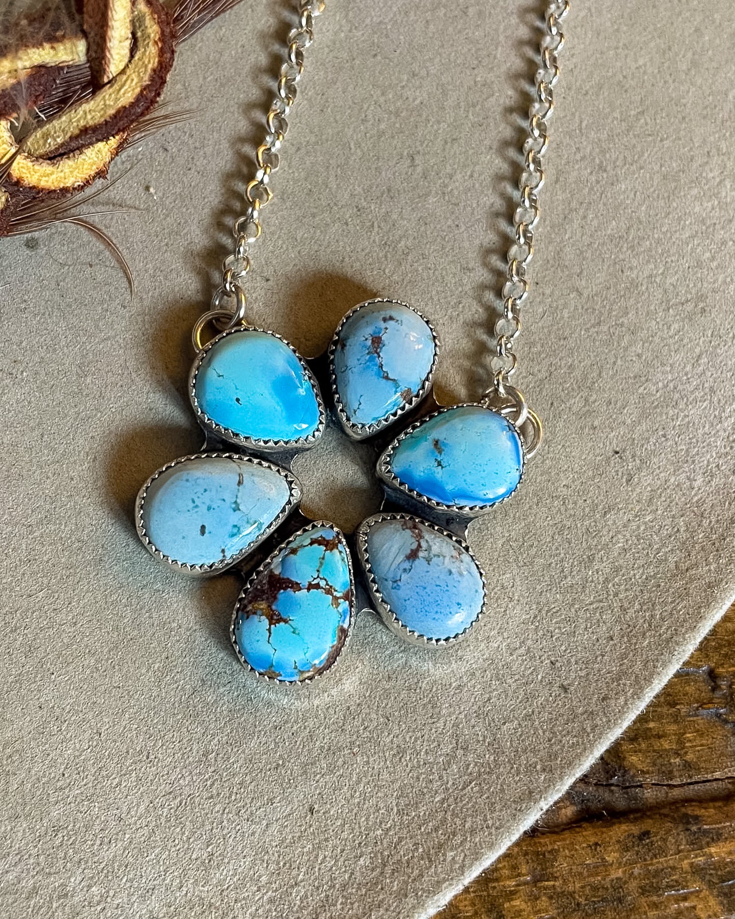 Natural Golden Hills Turquoise Circle Necklace