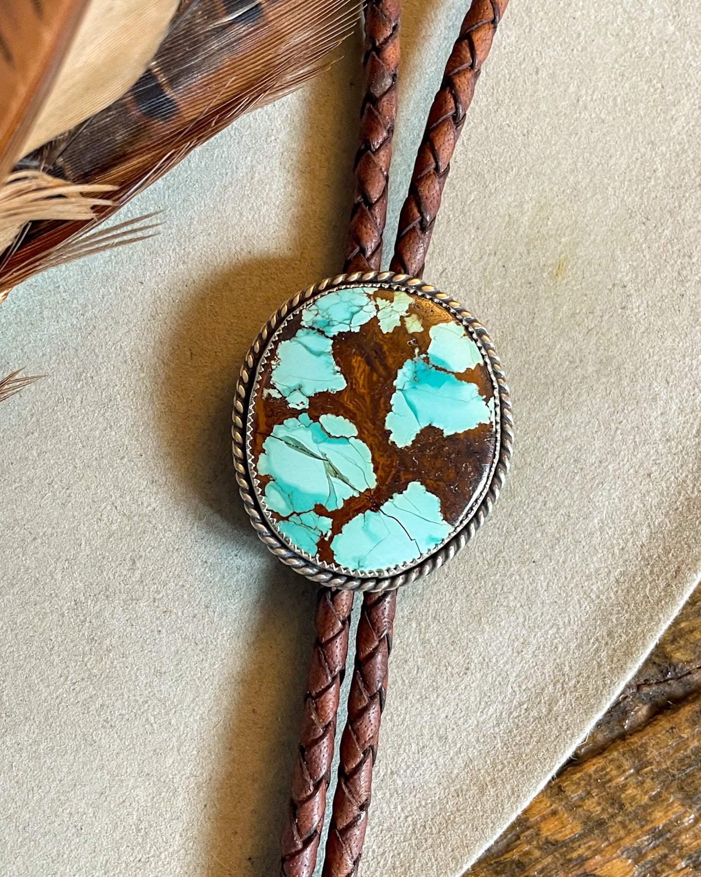 Number 8 Turquoise Roper Bolo