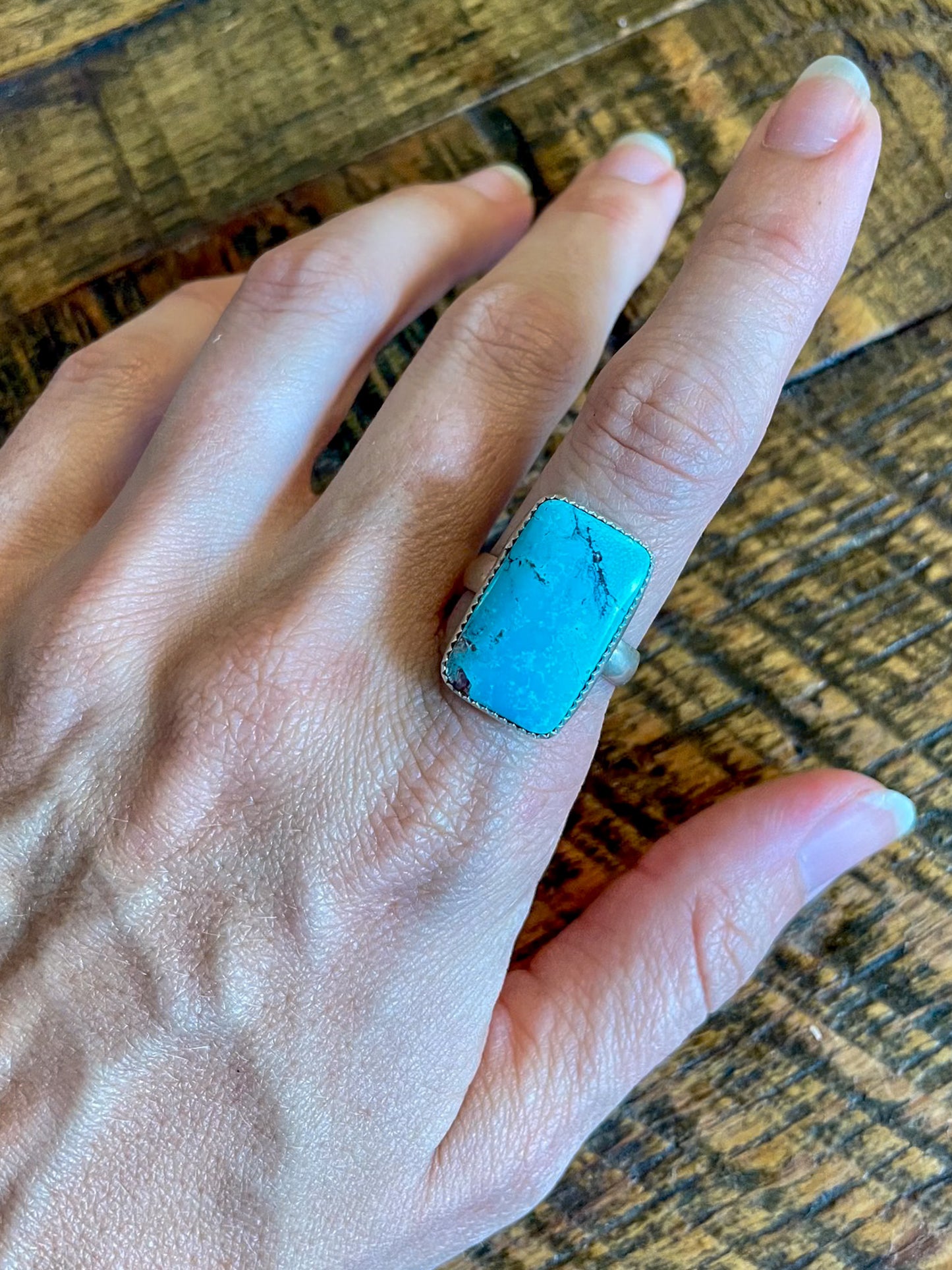 Natural Bisbee Turquoise Ring (Size 8.5)