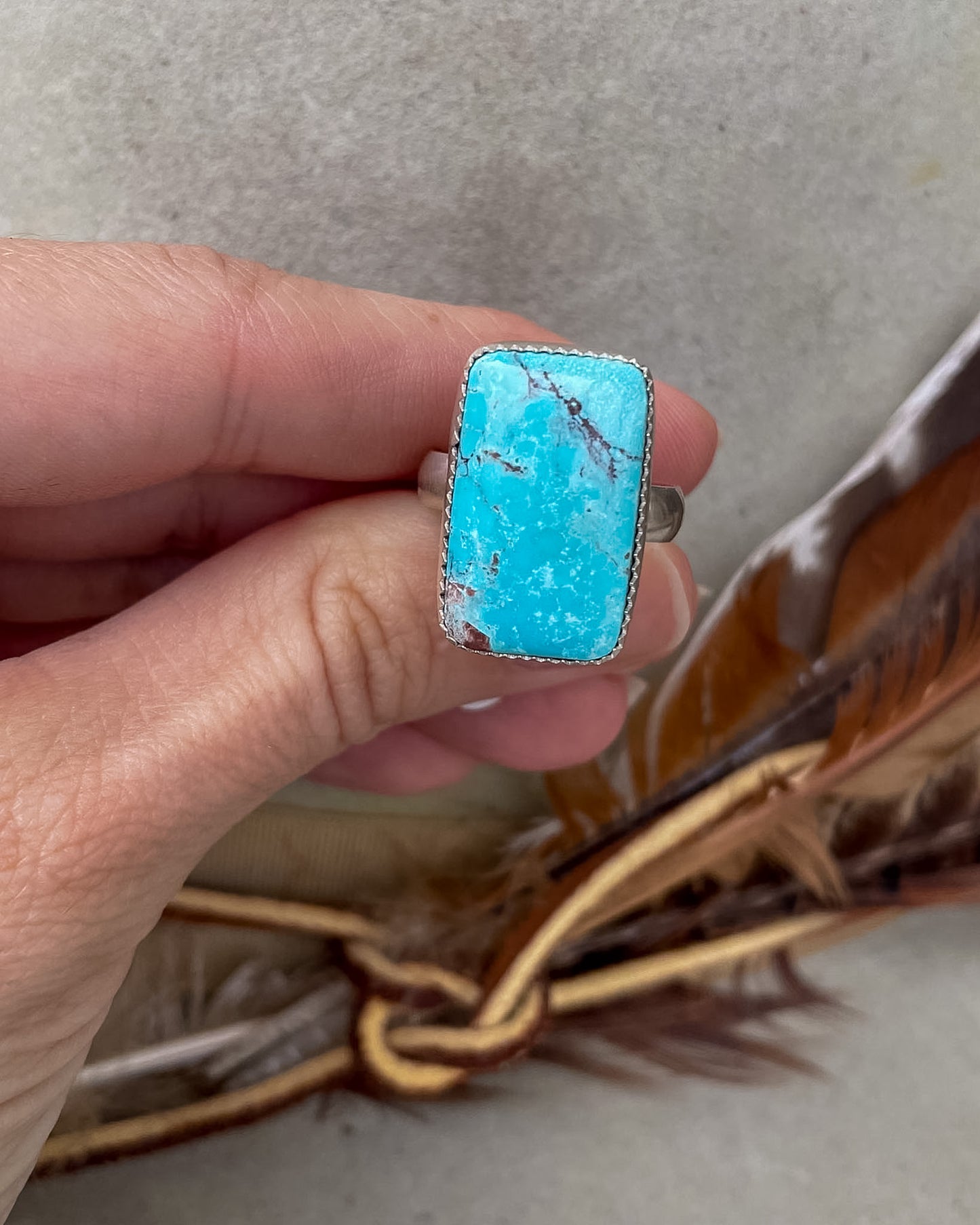 Natural Bisbee Turquoise Ring (Size 8.5)