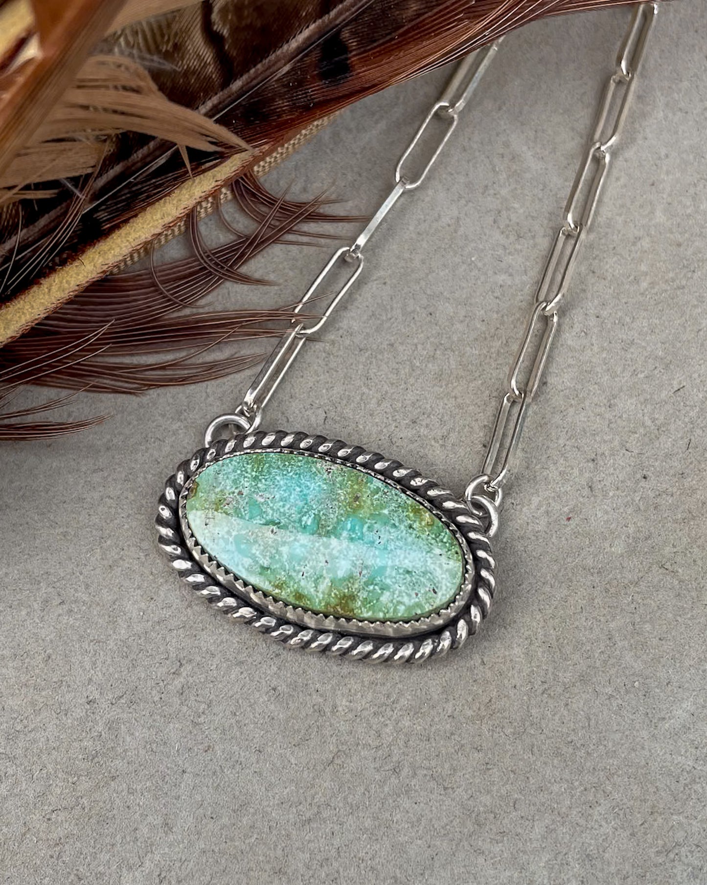 Natural Turquoise Mountain Roper Bar Necklace