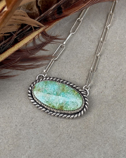 Natural Turquoise Mountain Roper Bar Necklace