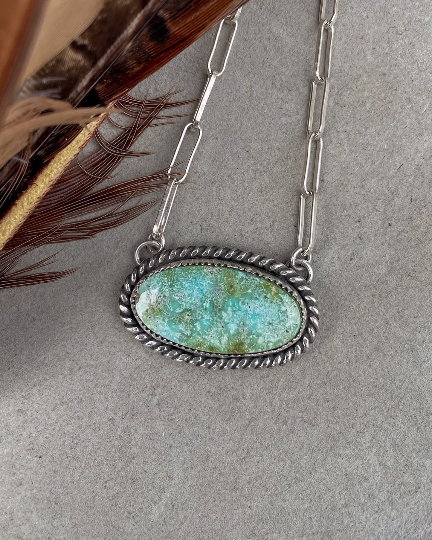 Natural Turquoise Mountain Roper Bar Necklace