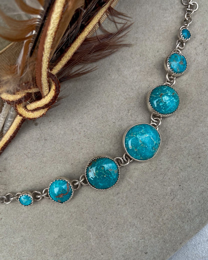Fox Turquoise 7-Stone Link Bracelet