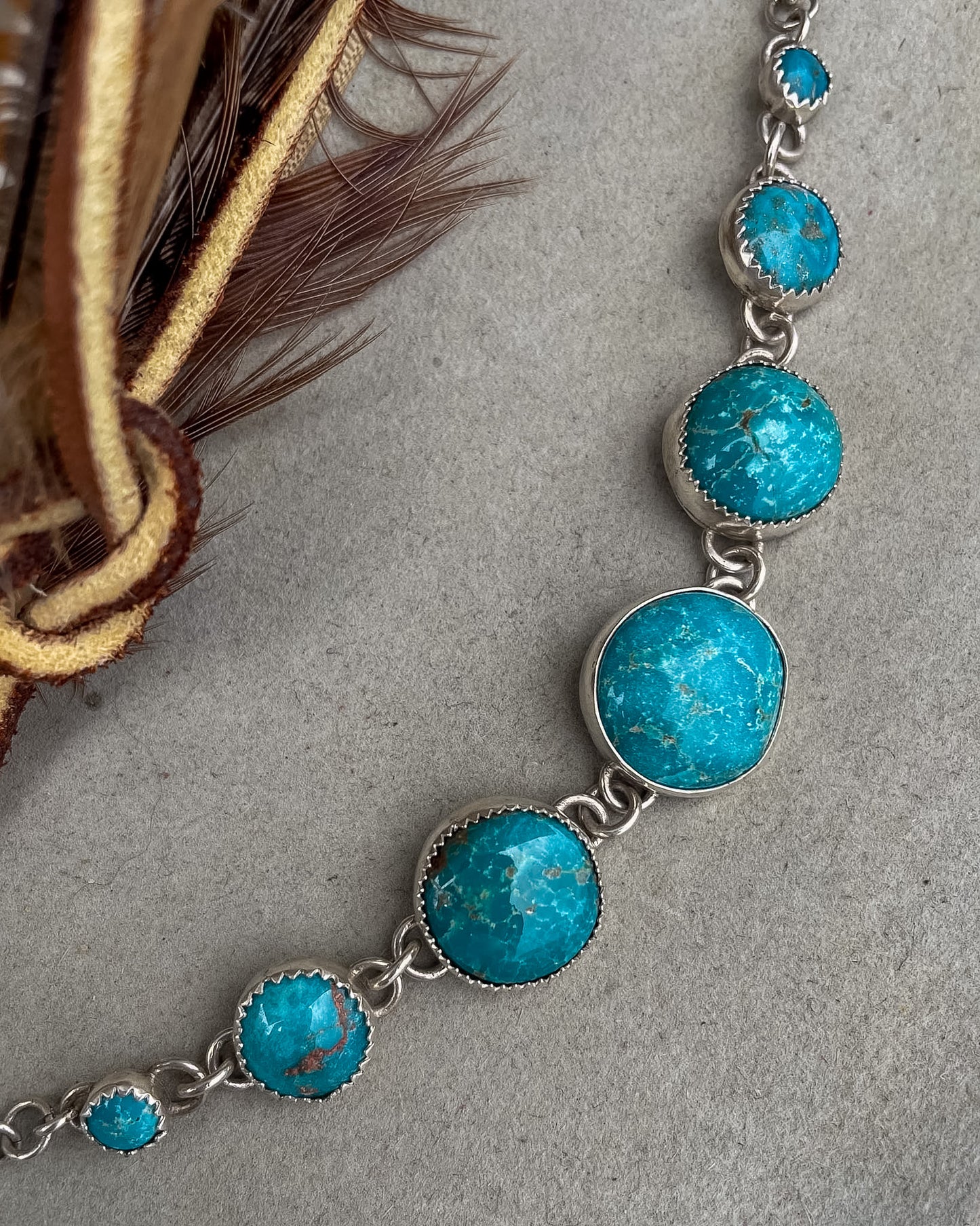 Fox Turquoise 7-Stone Link Bracelet