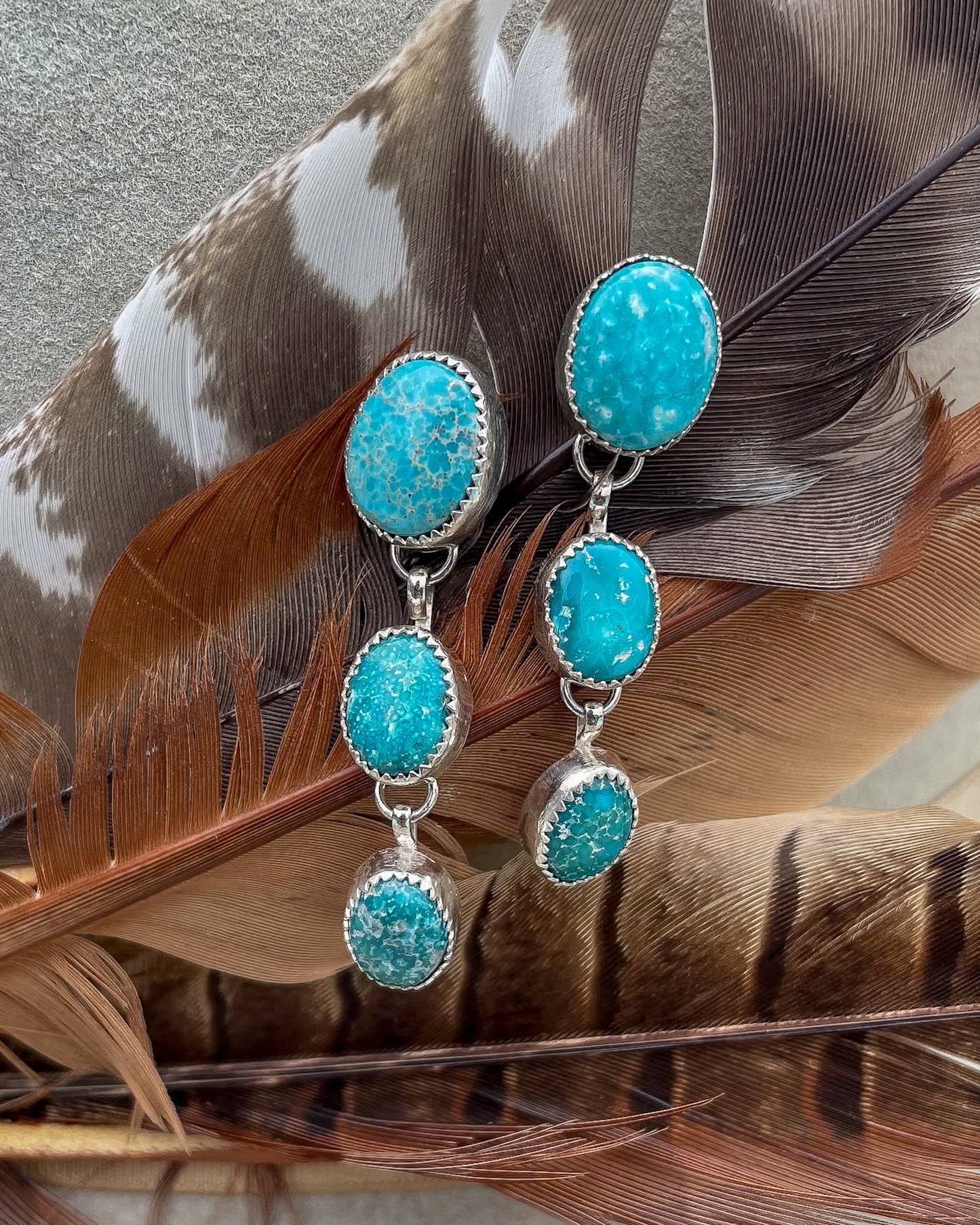 White Water Turquoise Long Drop Earrings