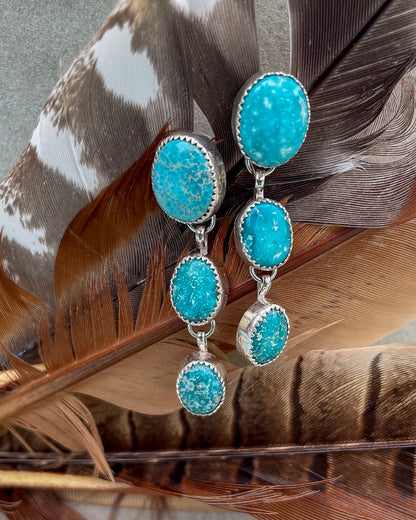 White Water Turquoise Long Drop Earrings