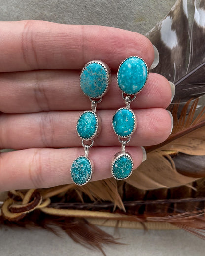 White Water Turquoise Long Drop Earrings
