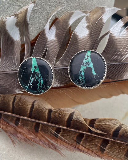 Black Buffalo Round Studs