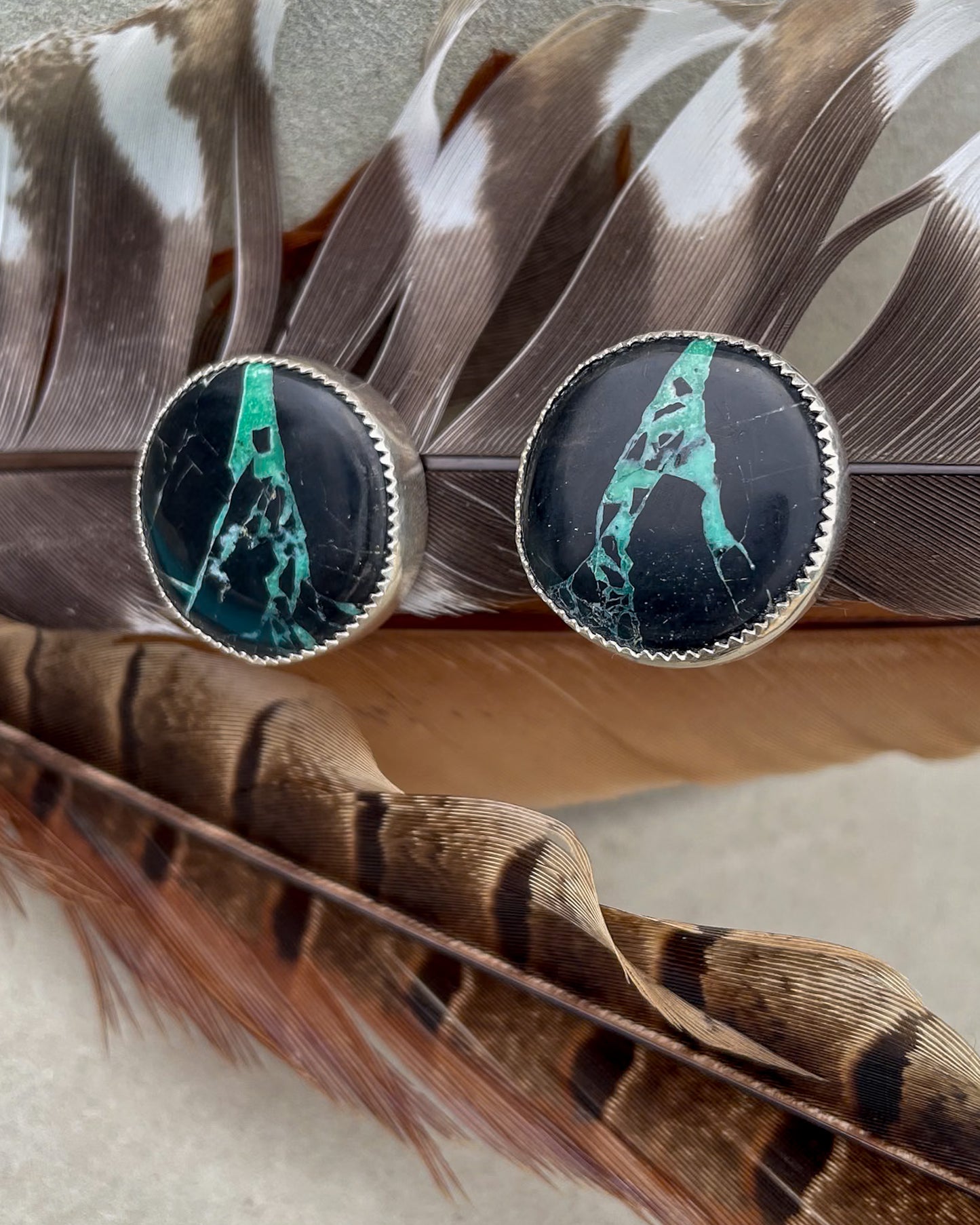 Black Buffalo Round Studs